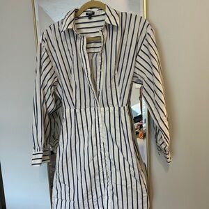 Express purple and White Striped Shirt Dress